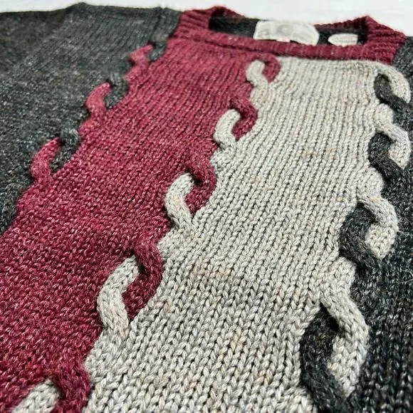Howland Steinbach Vintage Knit Sweater Women's size Small Gray Maroon 1980s - Picture 5 of 6